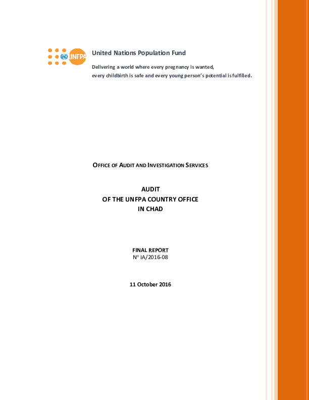 Audit of the UNFPA Country Office in Chad