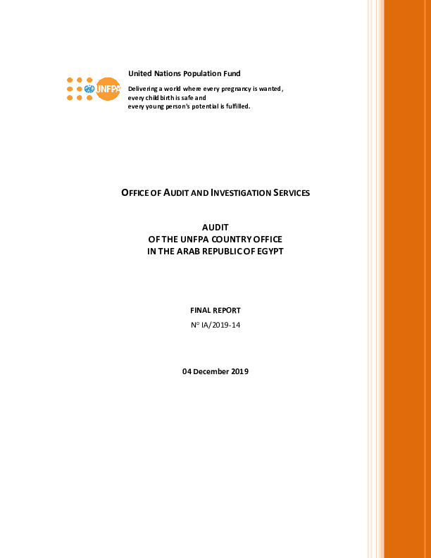 Audit of the UNFPA Country Office in the Arab Republic of Egypt