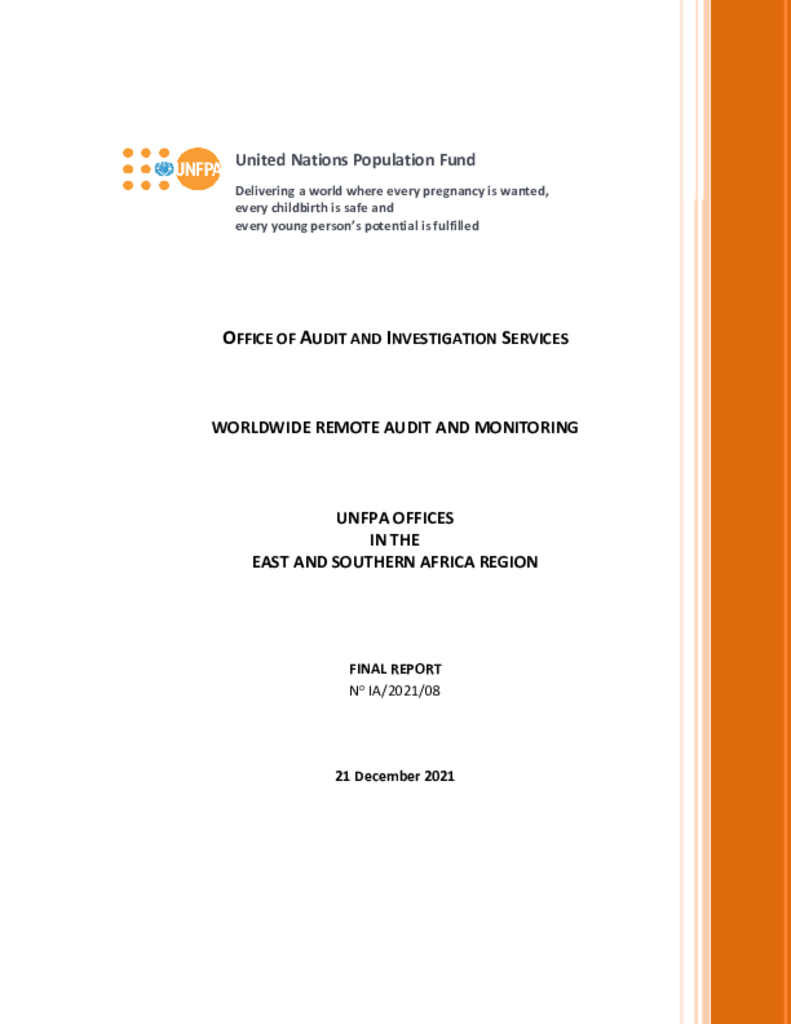 WorldWide Remote Audit and Monitoring of UNFPA Offices in the East & Southern Africa Region
