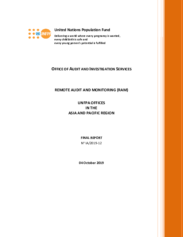 Remote Audit and Monitoring of UNFPA Offices in the Asia and Pacific Region