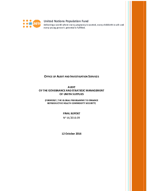 Audit of the Governance and Strategic Management of UNFPA Supplies