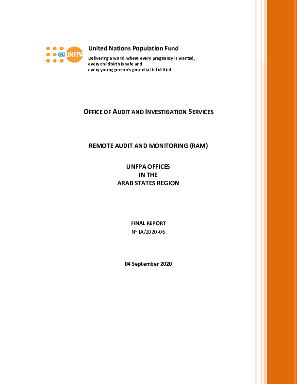 Remote Audit and Monitoring of UNFPA Offices in the Arab States Region