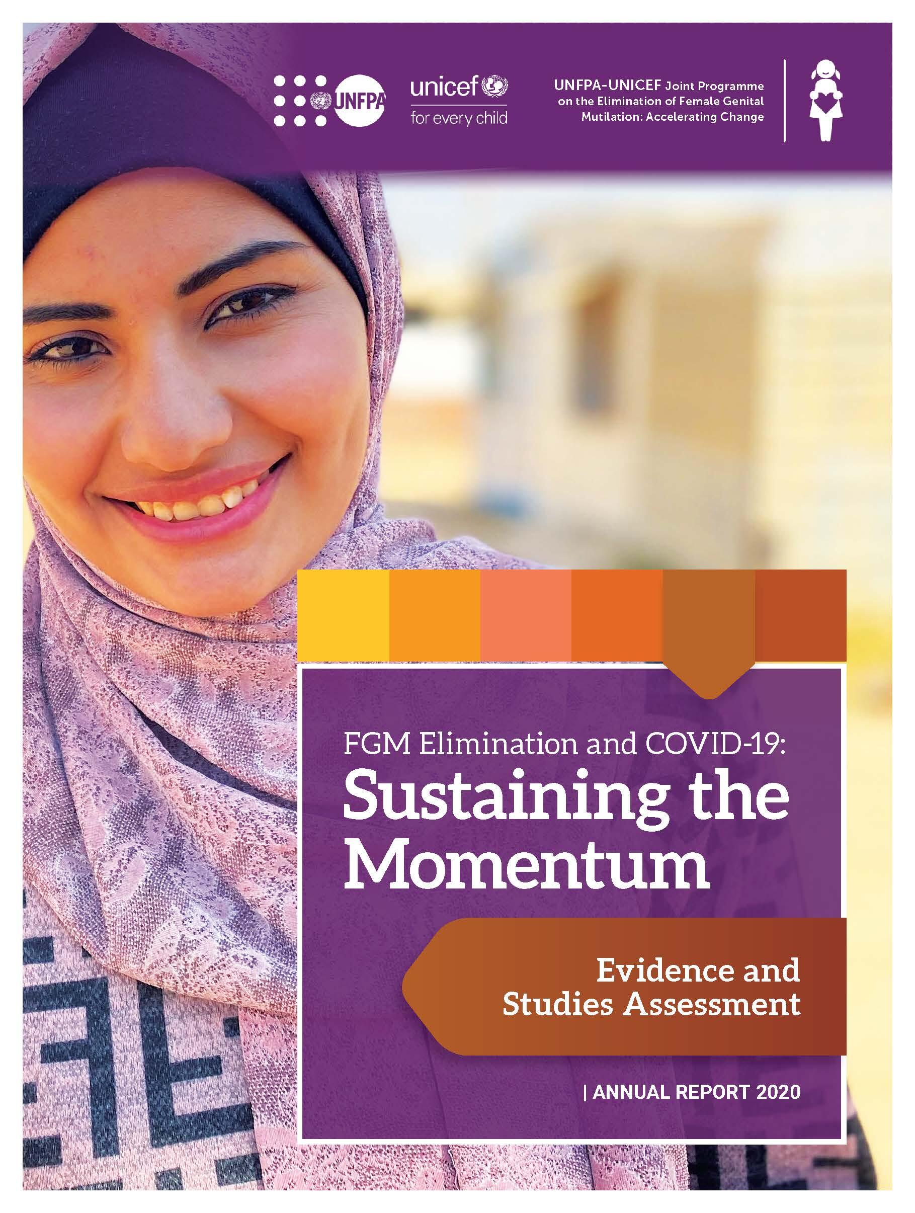 Woman in hijab smiling on FGM report 2020 front cover