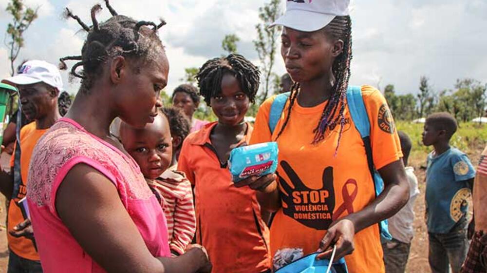 Menstrual health is a serious, but overlooked, issue among vulnerable women. Refugees in Louva, Angola, receive UNFPA-distributed dignity kits, which include sanitary napkins, soap, laundry detergent and other essential hygiene supplies. Â© UNFPA/Tiril Skarstein