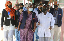Dr. Natalia Kanem tours the hospital maternity ward in Sudan's Blue Nile state