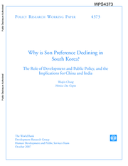 Why is Son Preference Declining in the Republic of Korea?